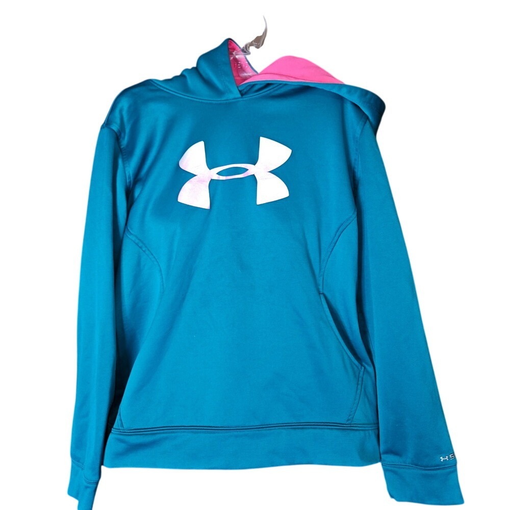 Under Armour Storm Hoodie Youth XL Teal Pink Ombre Logo Pullover 1239166